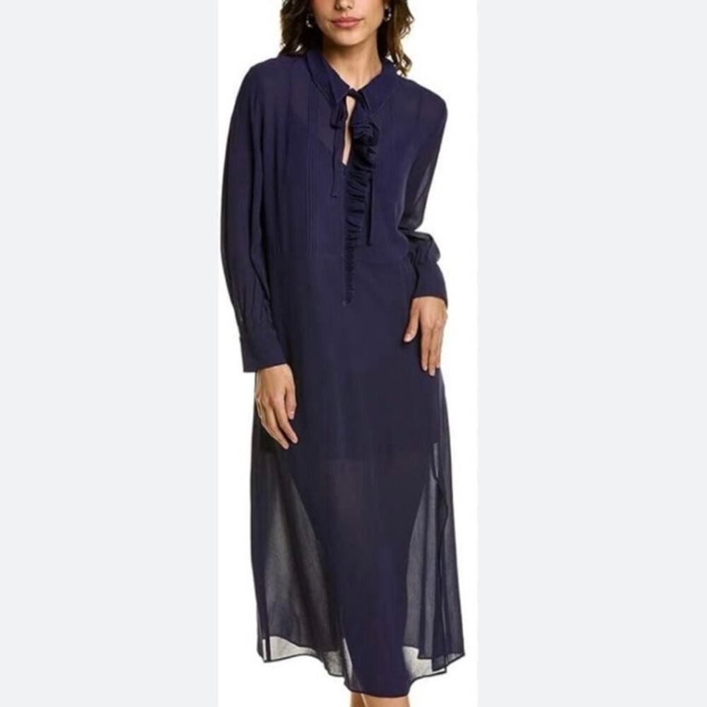 NWOT Women’s Ted Baker Faithiy Asymmetric Ruffle Midi Dress in Blue SZ 2 / US 6